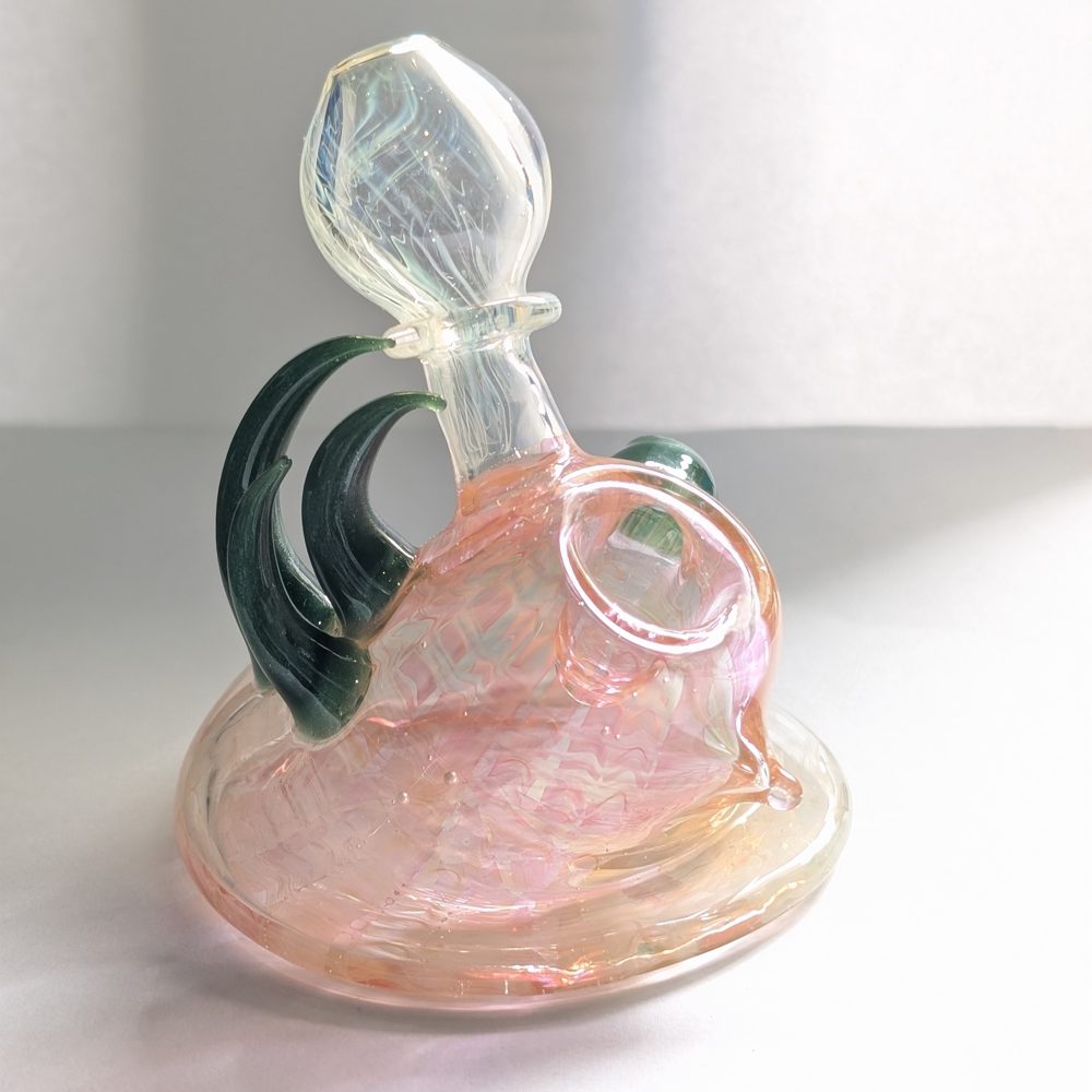 Hand-blown glass rig, rose and smoke